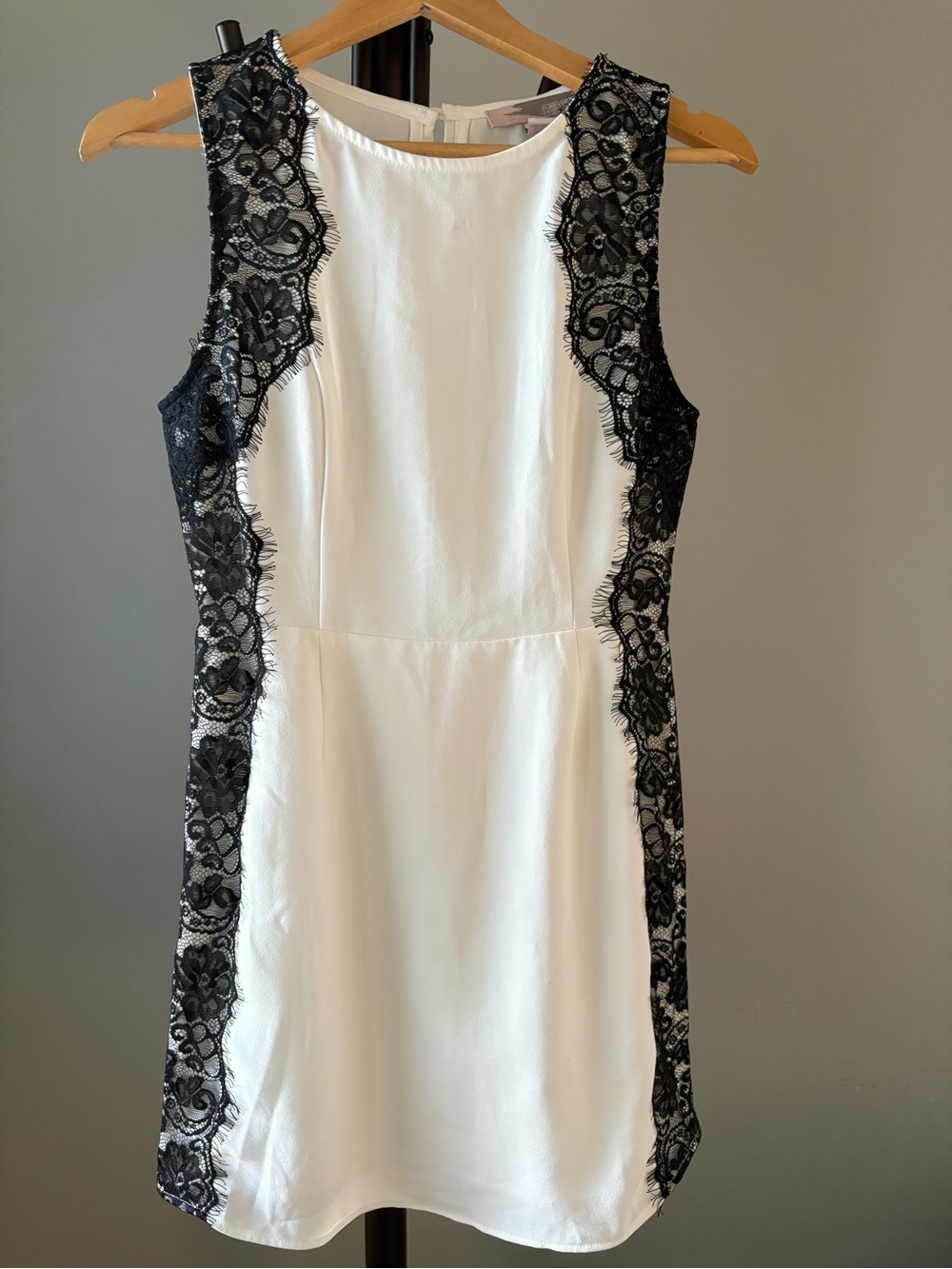 Forever 21 White Mini Dress with Black Lace Trim